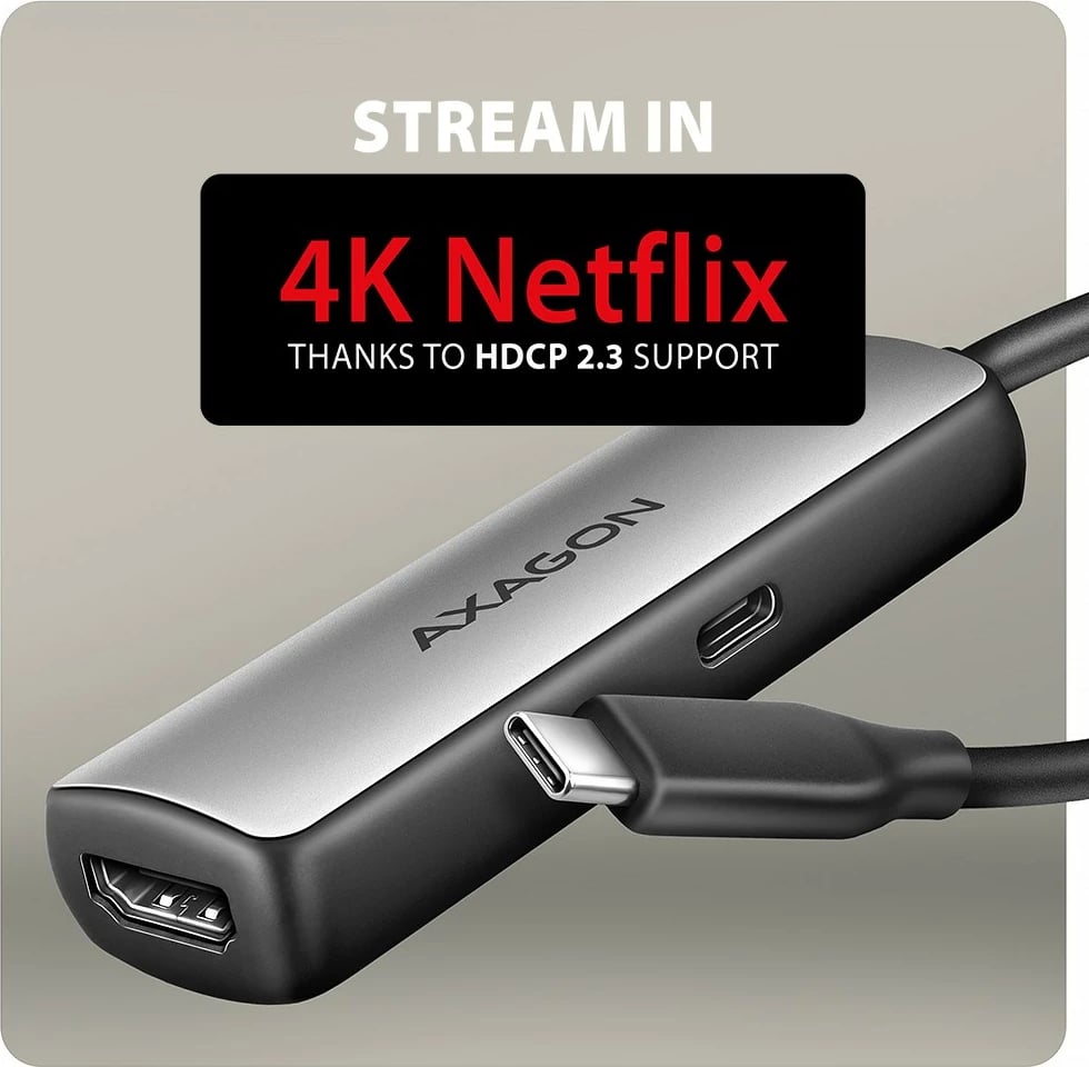 Adapter USB-C në HDMI AXAGON RVC-HI8KPD, 8K/60Hz, 16cm, Gri