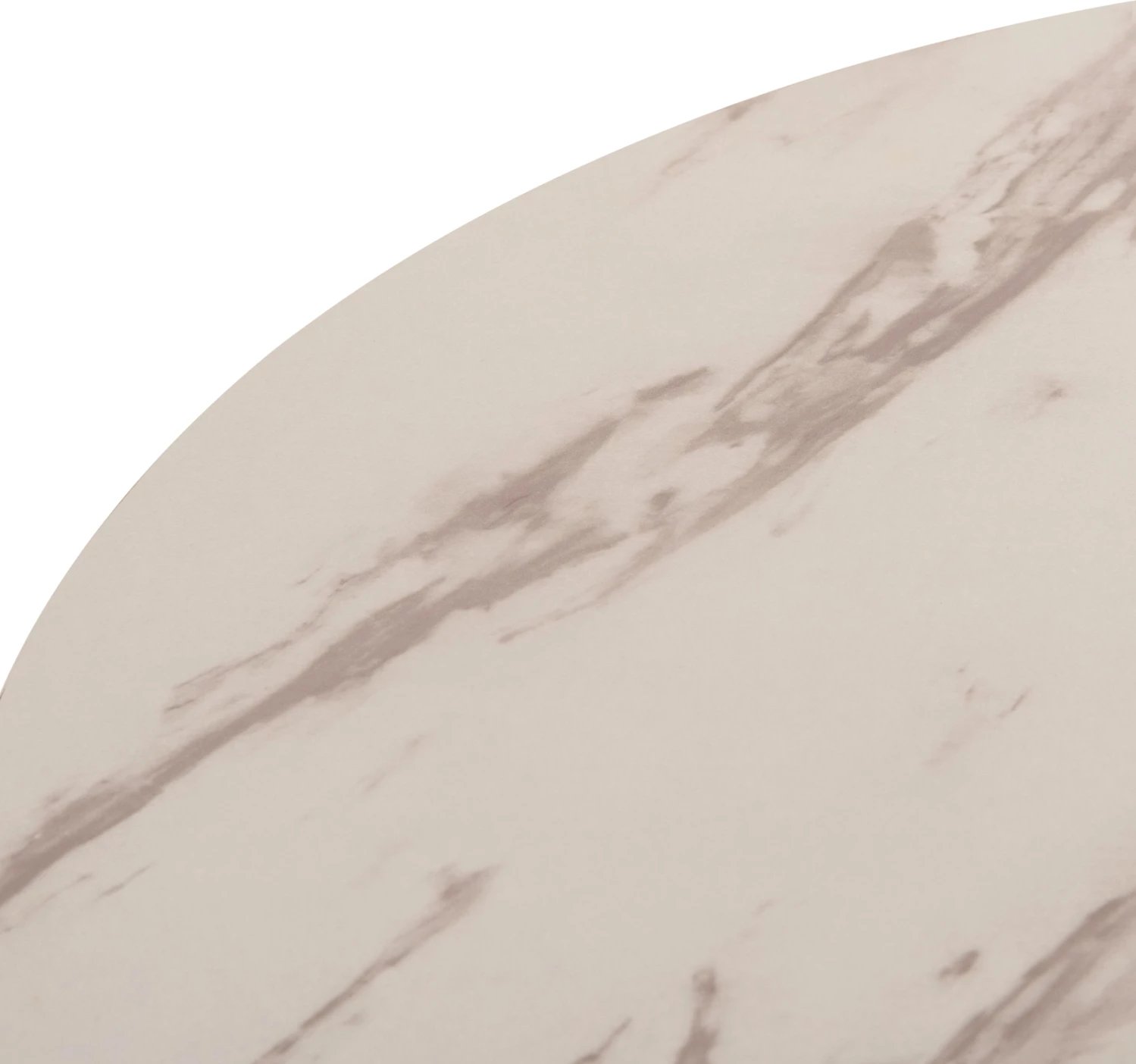 Tavolinë e rrumbullakët ngrënieje ROLLO, ngjyrë mermeri të bardhë, këmbë metalike, FH9421.11, 90x74cm