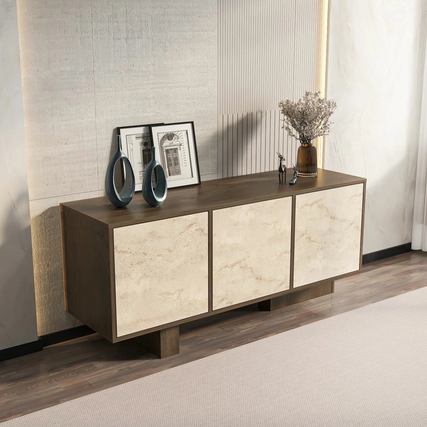 Bufe Skye Decor, ngjyrë arre, travertin, Monaco