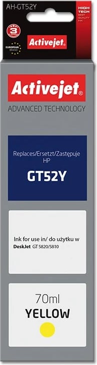 Ngjyrë zëvendësuese Activejet AH-GT52Y për printer HP, 70ml, e verdhë