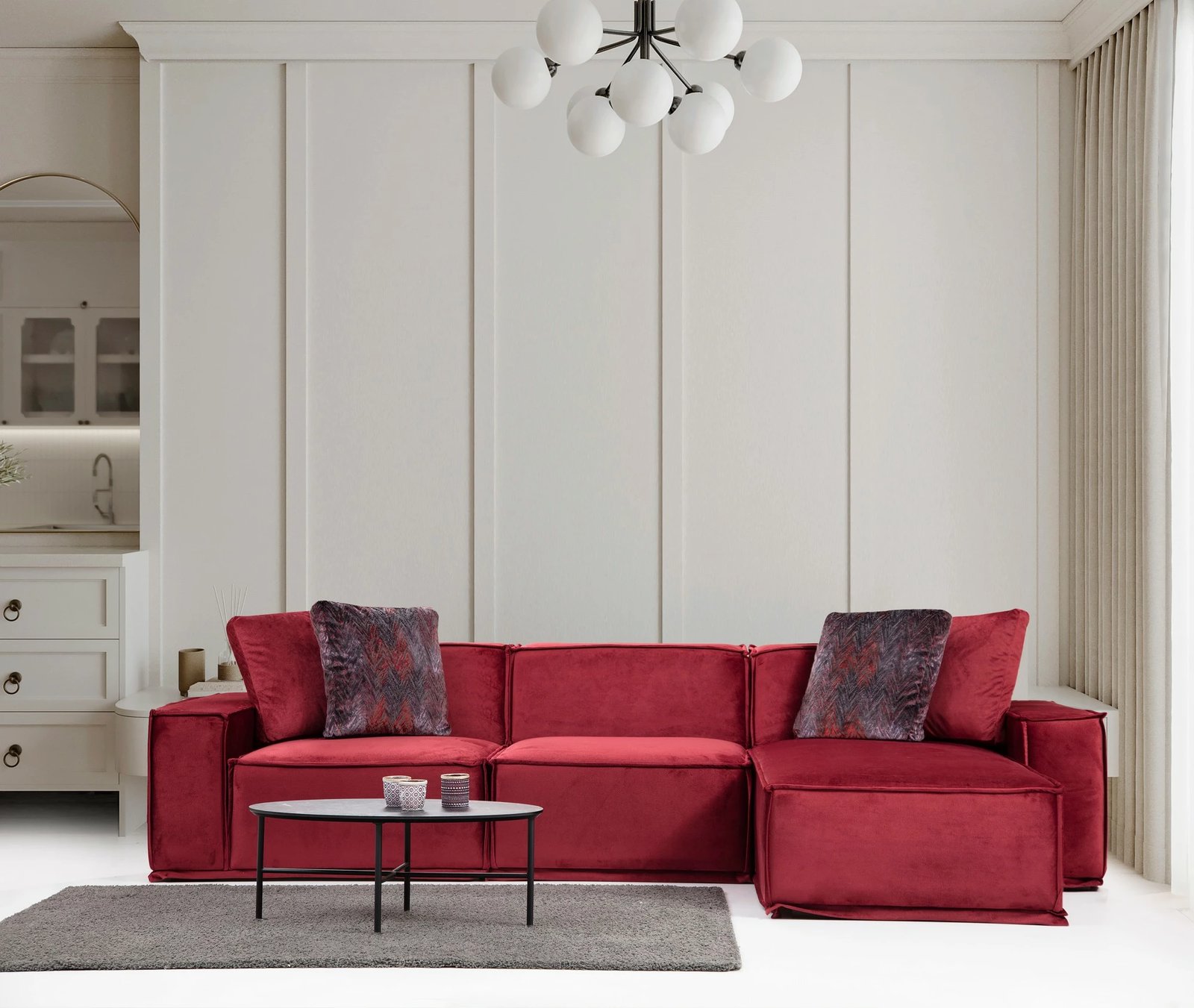 Kënd-sofë Atelier del Sofa, Lego Corner 9, ngjyrë burgundy, 300x170cm