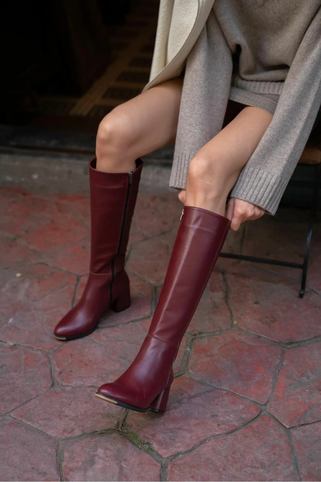 Çizme për gra, ngjyrë burgundy, Jumeon, MK1350121KR20-001