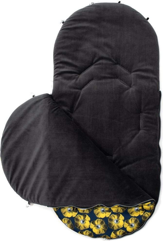 Fusak dimëror për bebe, New Baby, për karroca dhe ulëse auto, minky i butë, vrima për rripa 5‑pikësh, 95x45 cm, e verdhë