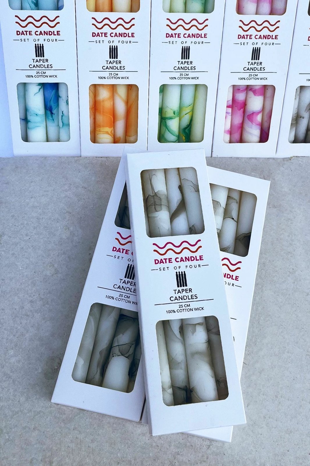 Qirinj të hollë, ngjyrë mermeri, set prej katër copash, Evila Originals