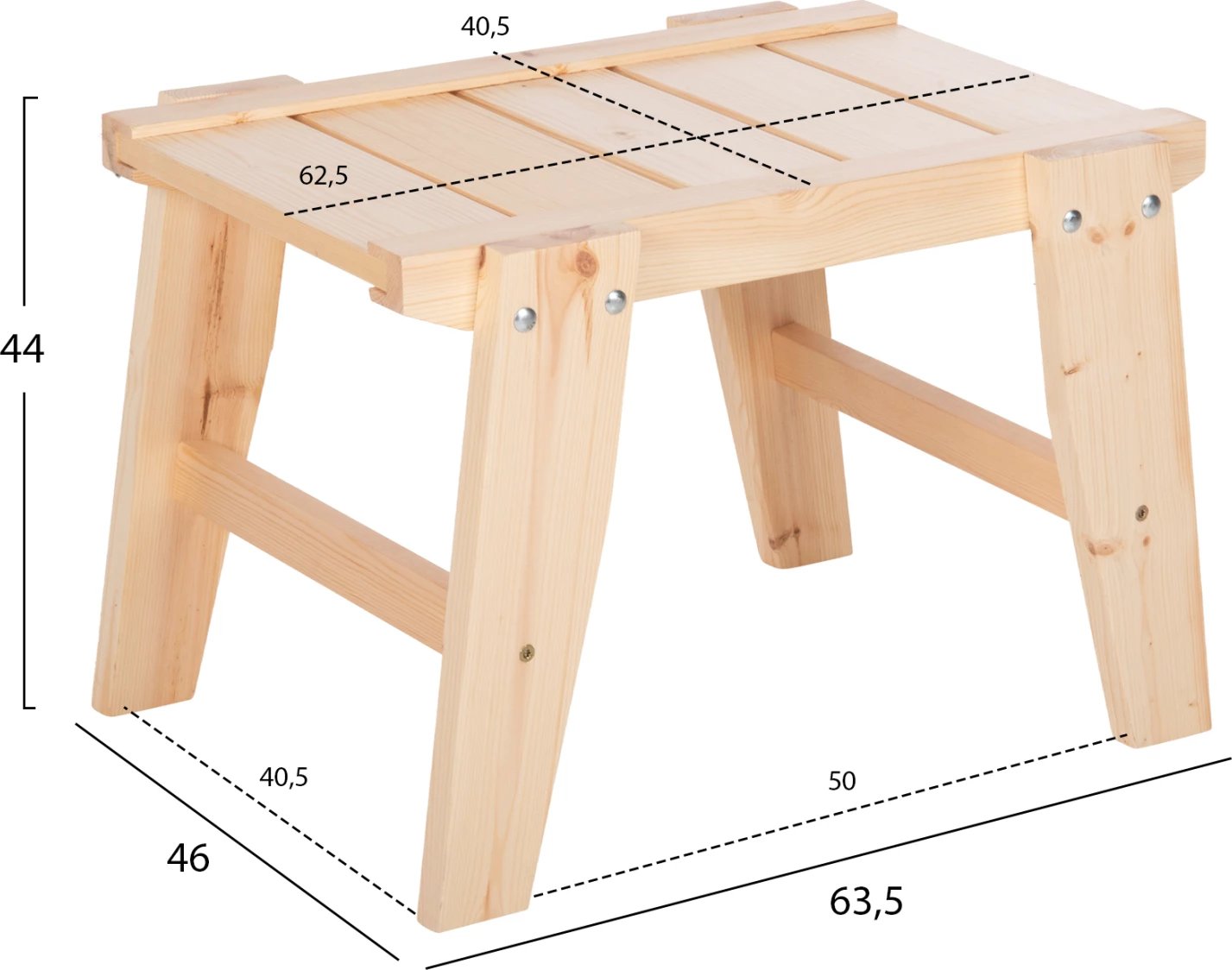 Tavolinë anësore për plazh SKOPEL, ngjyrë druri natyral, 60x40x44H cm