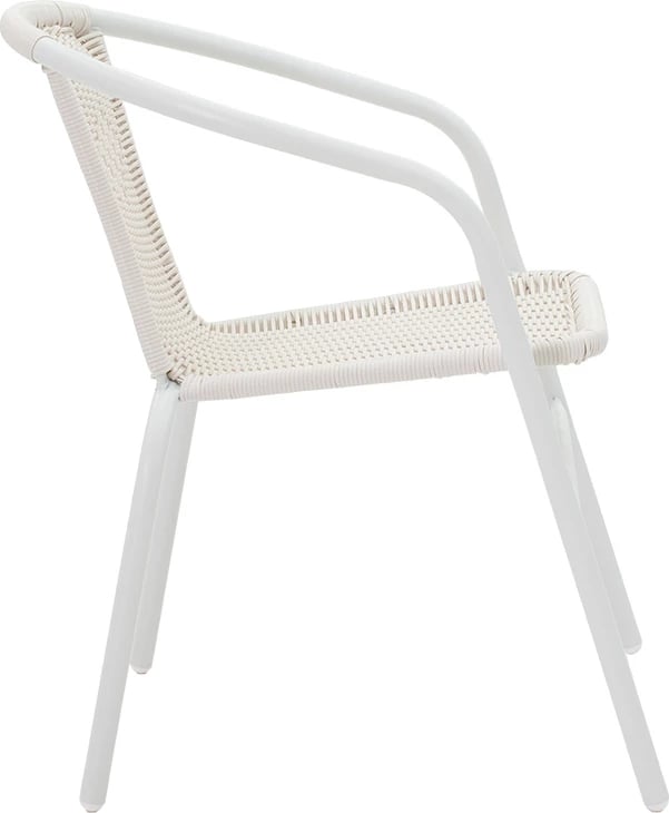 Karrige për kopsht Obbi metal-pe, ngjyrë e bardhë, 54x56x73cm