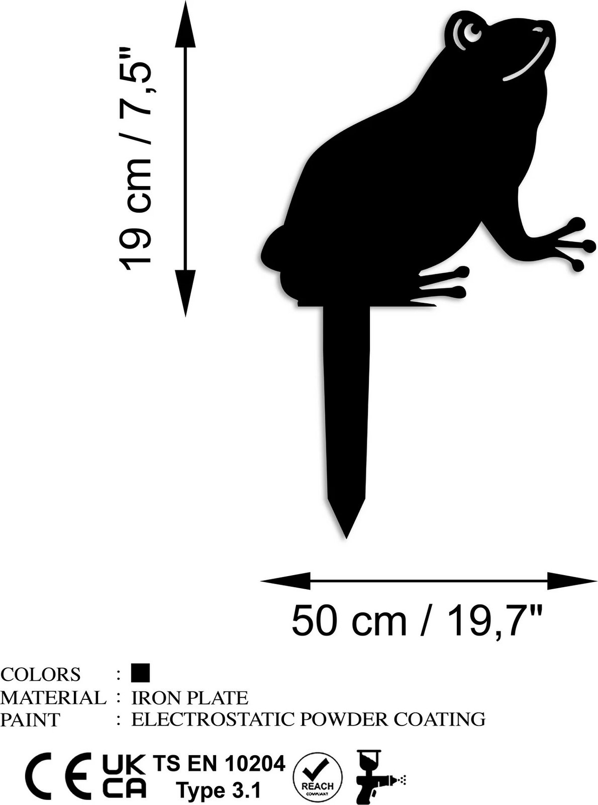 Objekt dekorativ për kopsht, dizajn Aberto, bretkocë, e zezë, 34x22cm Objekt dekorativ për kopsht, dizajn Aberto, bretkocë, e zezë, 34x22cm