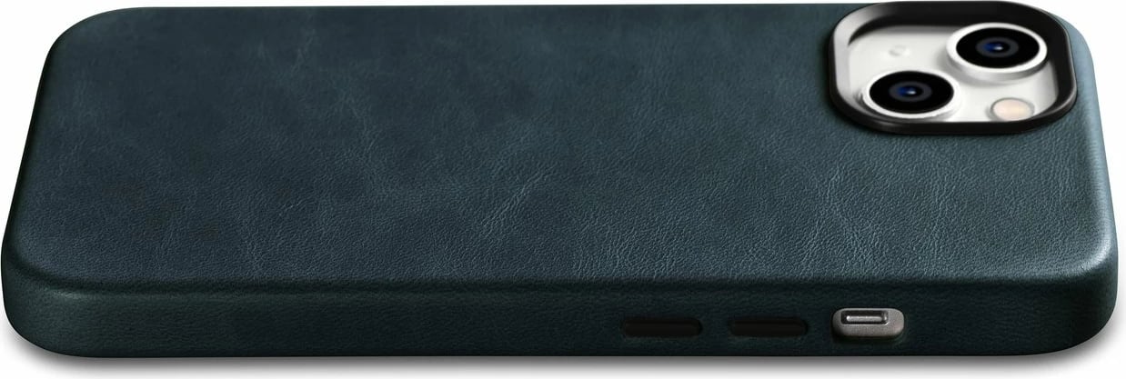 Mbështjellës lëkure iCarer Oil Wax Premium për iPhone 14 Plus me MagSafe, Kaltër e errët