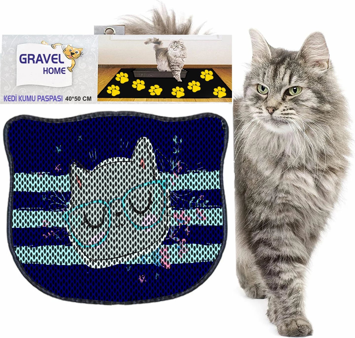 Tapet për rërë mace, shumëngjyrësh, Paws & Whiskers, Kdkafa0001, 40x50cm