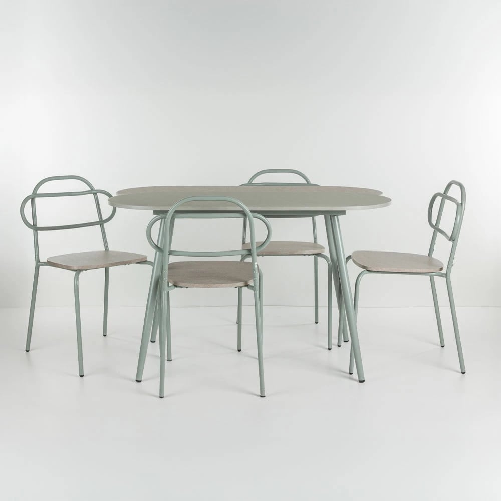 Tavolinë me karrige italiane, 4+1, ngjyrë gri-gur, 120x75x75