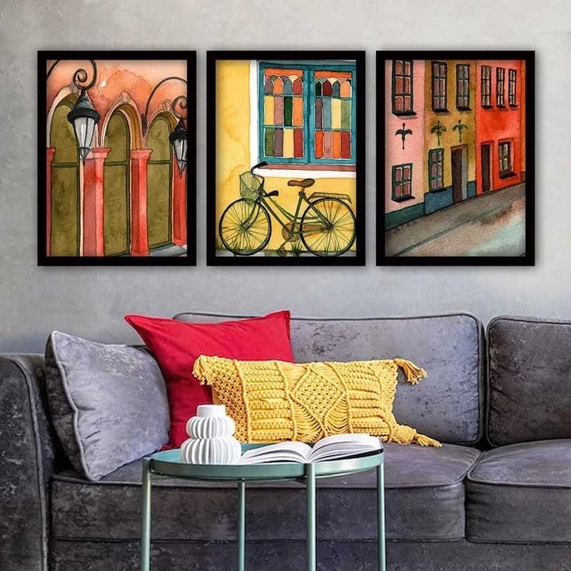 Set pikturash dekorative me kornizë, shumëngjyrëshe, 3 pjesë, Wallity, 3SC_255218_3545