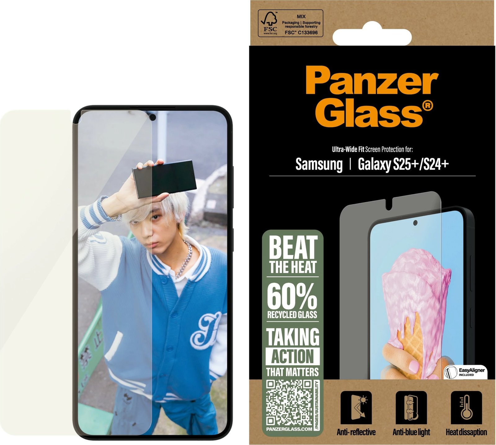 Mbrojtës ekrani PanzerGlass për Samsung Galaxy S25 Plus, transparent