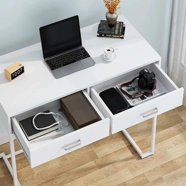 Tavolinë metalike nextdeco 33212, sipërfaqe druri e bardhë, H76x100x50cm