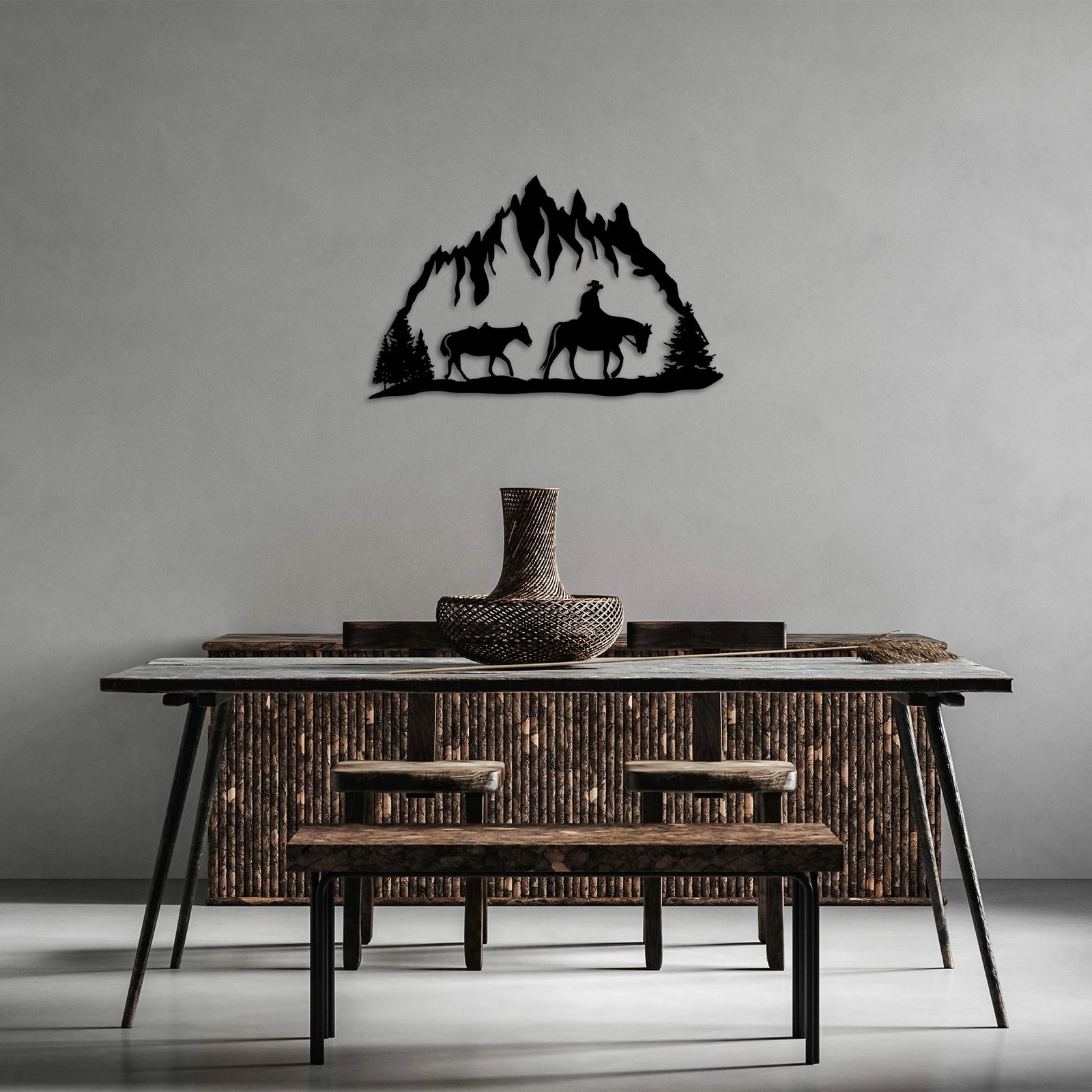 Aksesor dekorativ metalik për mur, Cowboy - 313