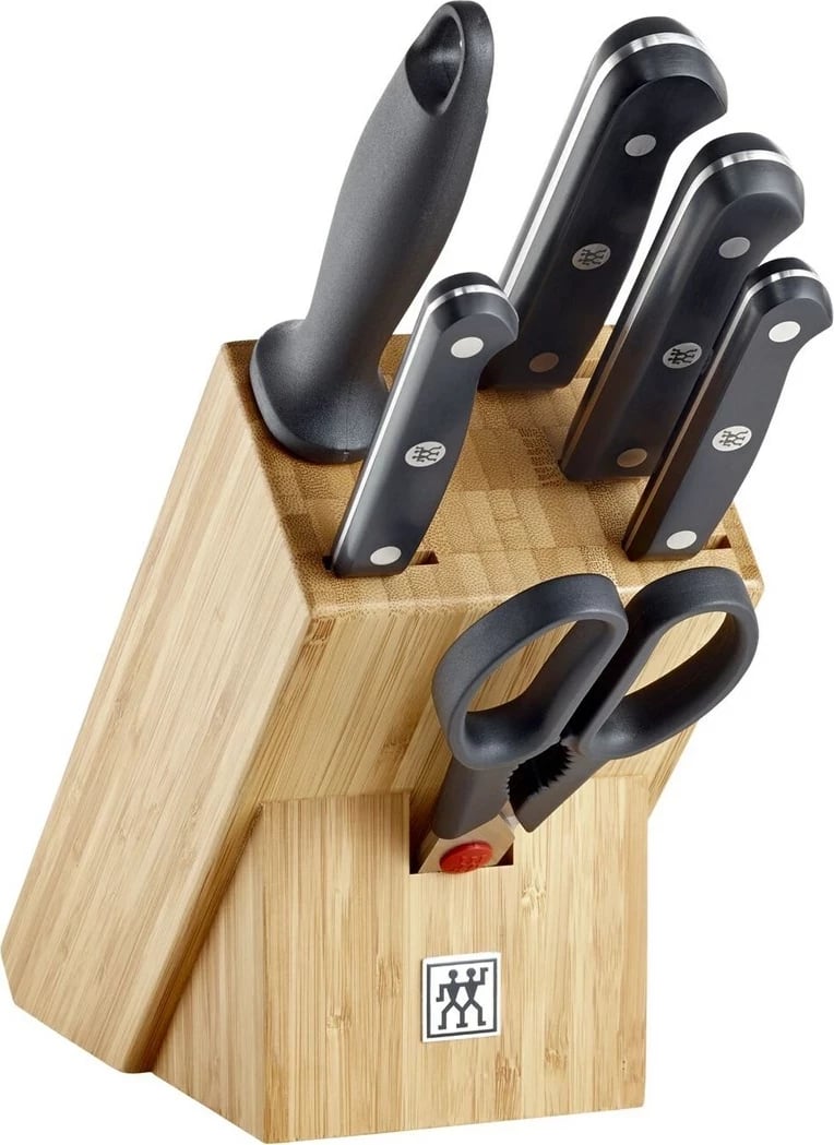 Bllok thikash ZWILLING Gourmet, 4 vende, dru bambuje, drejtkëndësh, ngjyrë druri