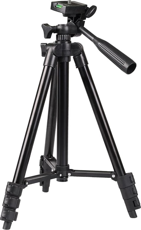 Tripod mini për kamera, Hurtel, universale me filetë 1/4", kokë pan/tilt me nivel, e zezë