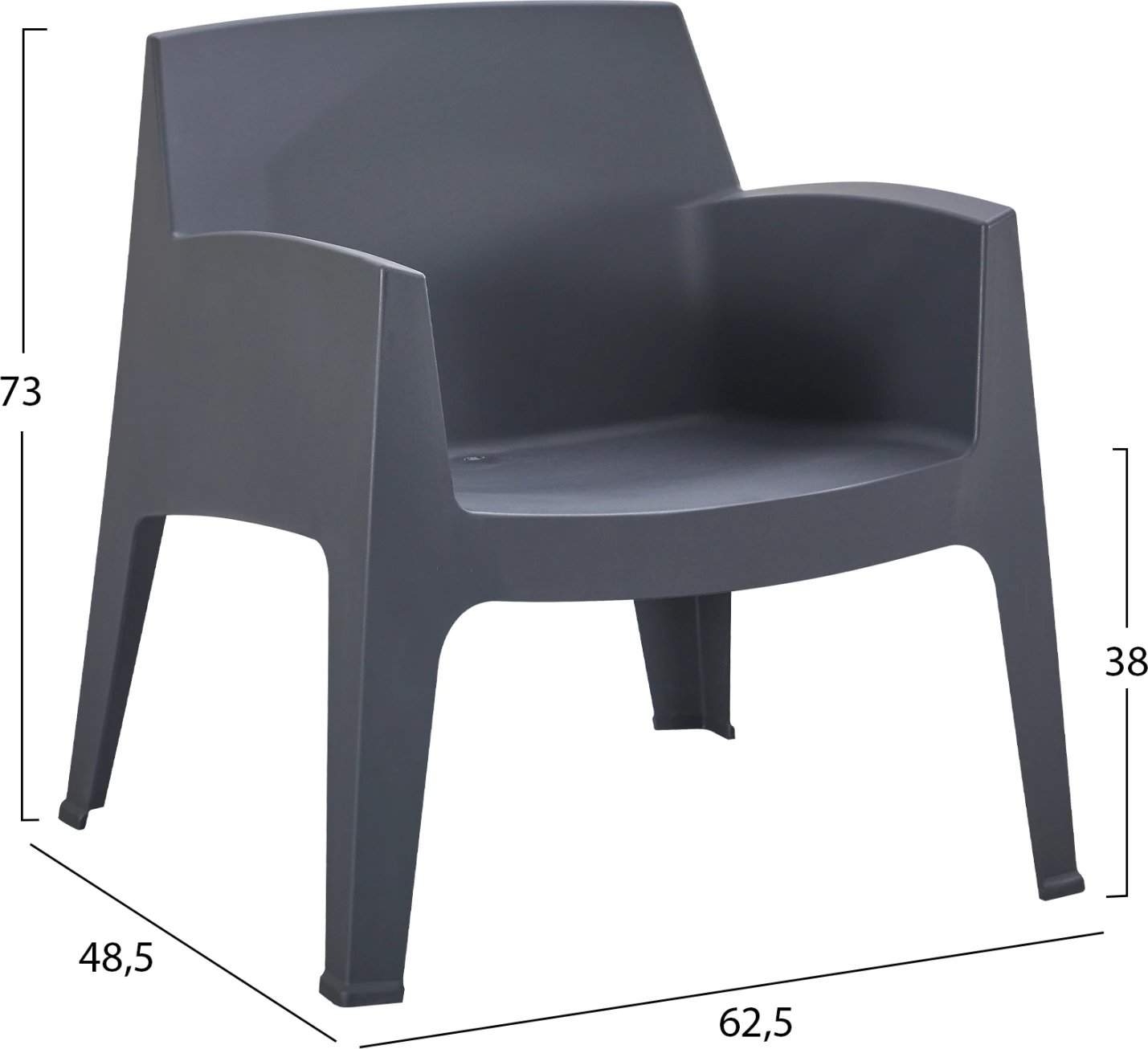 Karrige lounge polipropileni SLEEK, ngjyrë gri, FH6365.10, 62.5x48.5x73cm