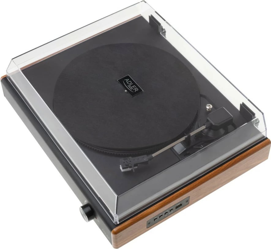 Gramofon Adler AD1915 me USB, Bluetooth, altoparlantë të integruar, i zi me pamje druri