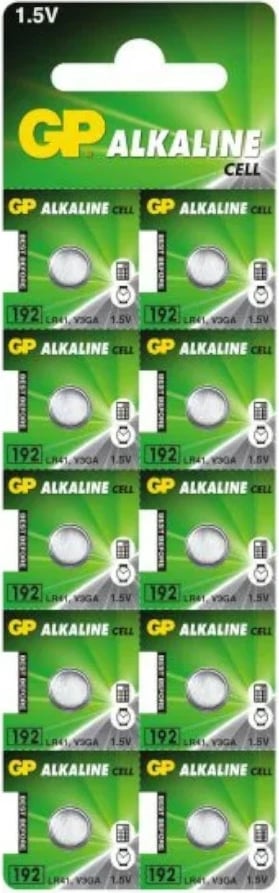 Bateri alkaline GP Battery 192F-U10, LR41, 1.5V, paketë 10 copë