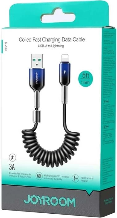 Kabllo Joyroom S-A43, USB-A në Lightning, 1.5m, e zezë