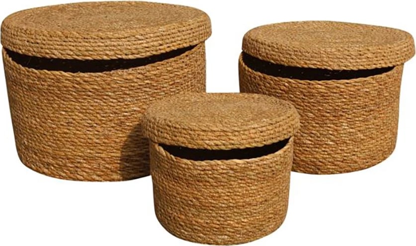 Set kuti për ruajtje DEL MAR, 3 copë, 25x225x14cm, kashtë deti, natyrale