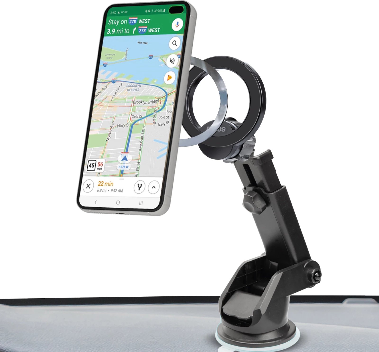 Mbajtës magnetik për celular SBS TESUPMAGRINGEXT, MagSafe, për xham ose panel, i zi