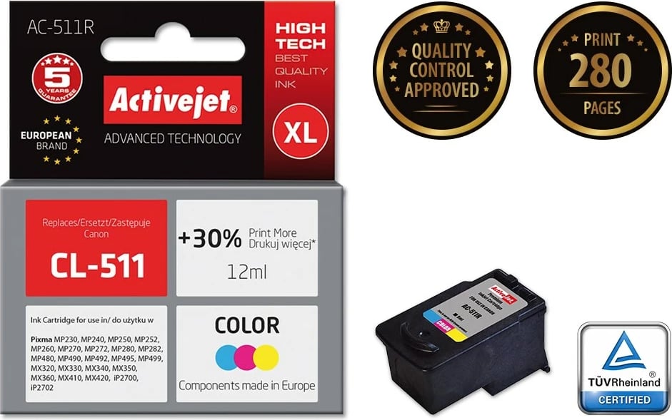Ngjyrë zëvendësuese Activejet AC-511R për printer Canon, 12 ml