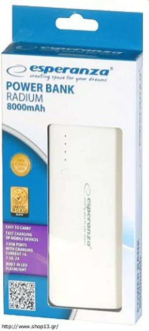 Esperanza EMP106WE Radium power bank Grey,White 8000 mAh