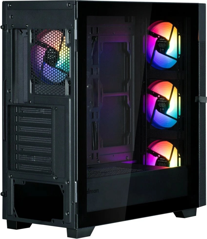 Kasë Zalman S5 NEO Black, ATX Mid Tower, 4 ventilatorë RGB, xham i temperuar, e zezë