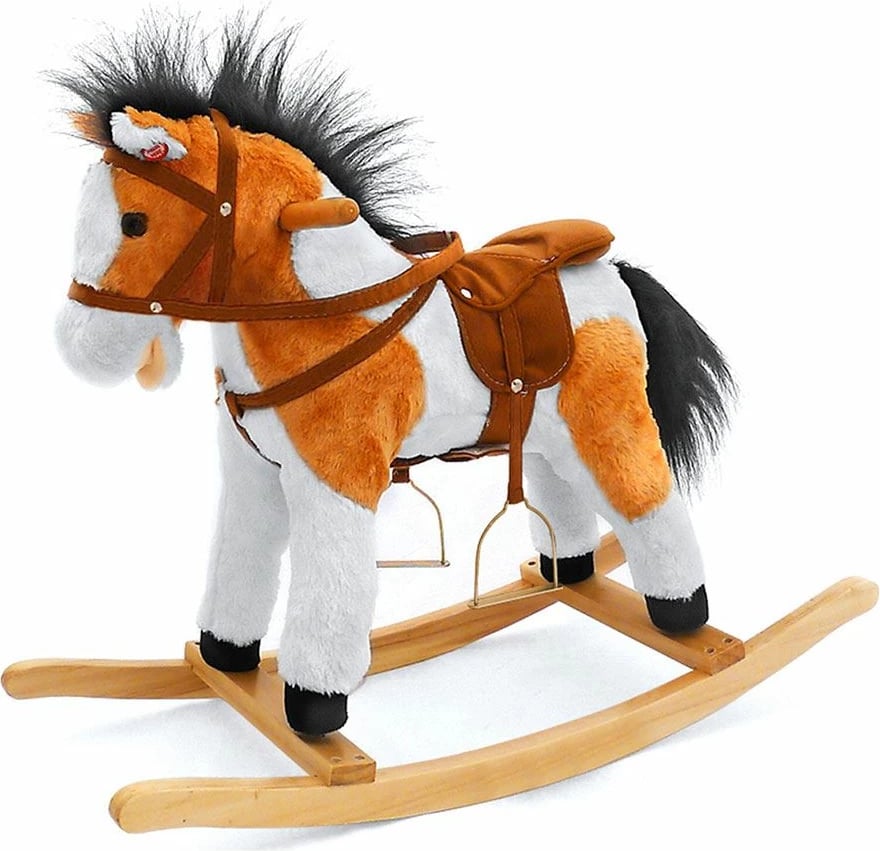 Kalë lëkundës me tinguj, Milly Mally, Jurášek, kapacitet 30 kg, 60x28x55 cm, kafe e çelët