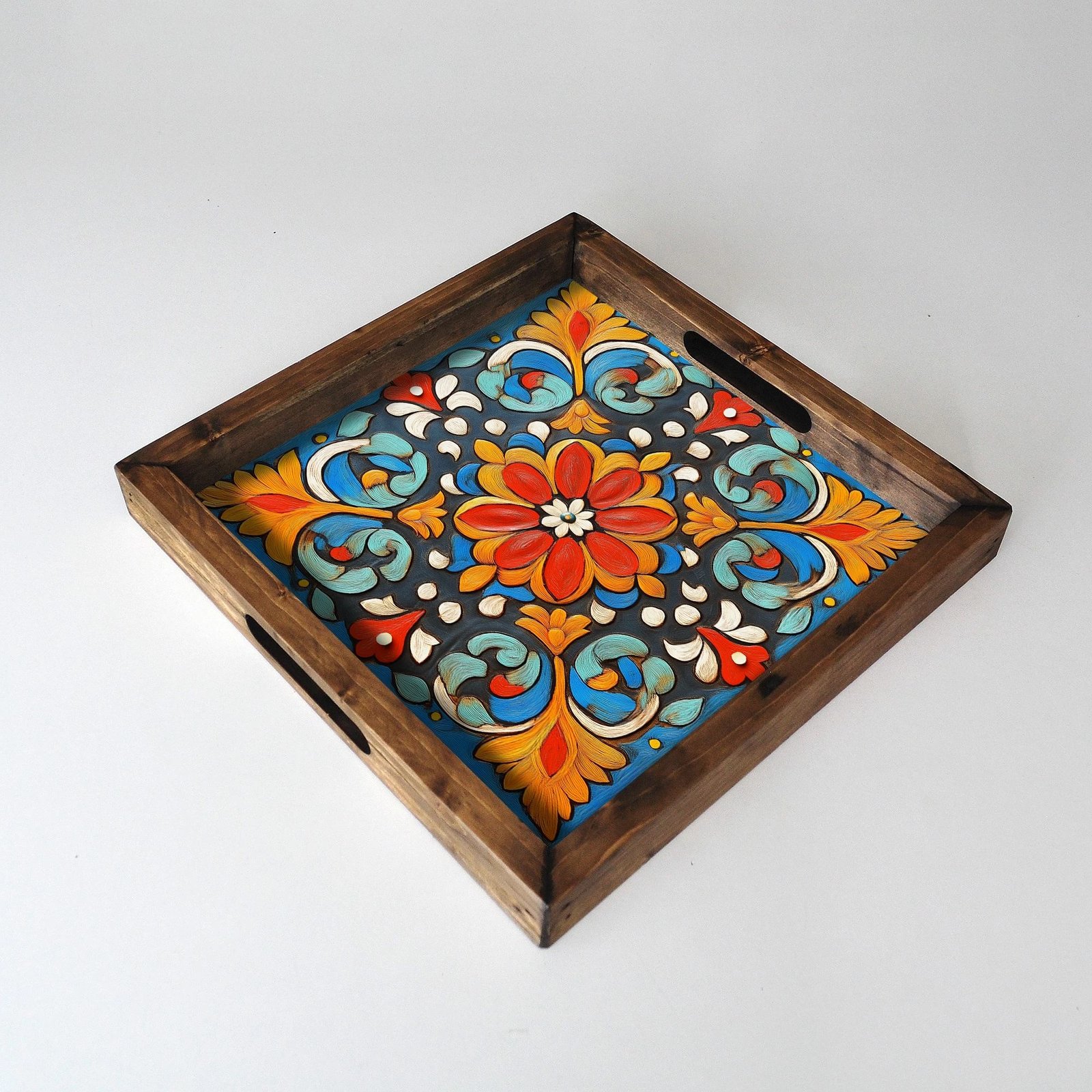 Tabaka dekorative prej druri, shumëngjyrëshe, Evila Originals, REF053, 35x35x4 cm Tabaka dekorative prej druri, shumëngjyrëshe, Evila Originals, REF053, 35x35x4 cm