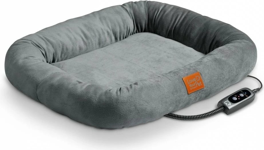 Shtrat i ngrohtë për kafshë, Beurer Kira PP250, 58x50x10 cm, 2 nivele nxehtësie, timer 2-12 orë, IPX7, gri