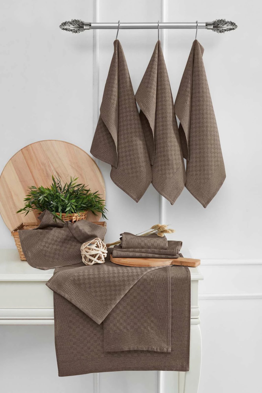 Set peshqirësh kuzhine (10 copë), Hermia Concept, Lola, ngjyrë kafe