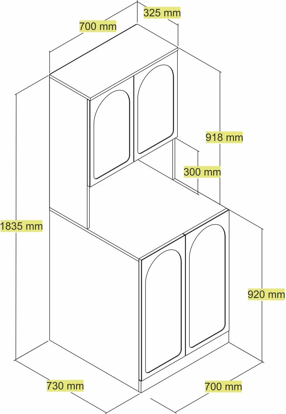 Dollap për lavatriçe, krem, Skye Decor Lyon 73