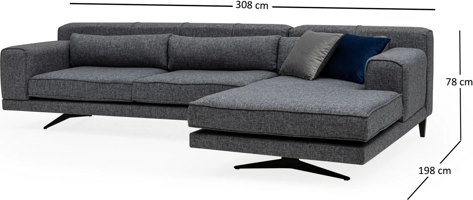 Këndollëse Jivago, kënd i djathtë, ngjyrë gri, Atelier del Sofa