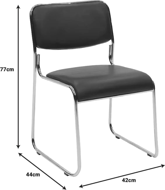 Karrige për mysafirë, e grumbullueshme, Randin, e zezë, këmbë kromi, 42x44x77cm
