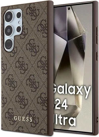 Mbështjellës Guess 4G Metal Gold Logo për Samsung Galaxy S24 Ultra, Kafe