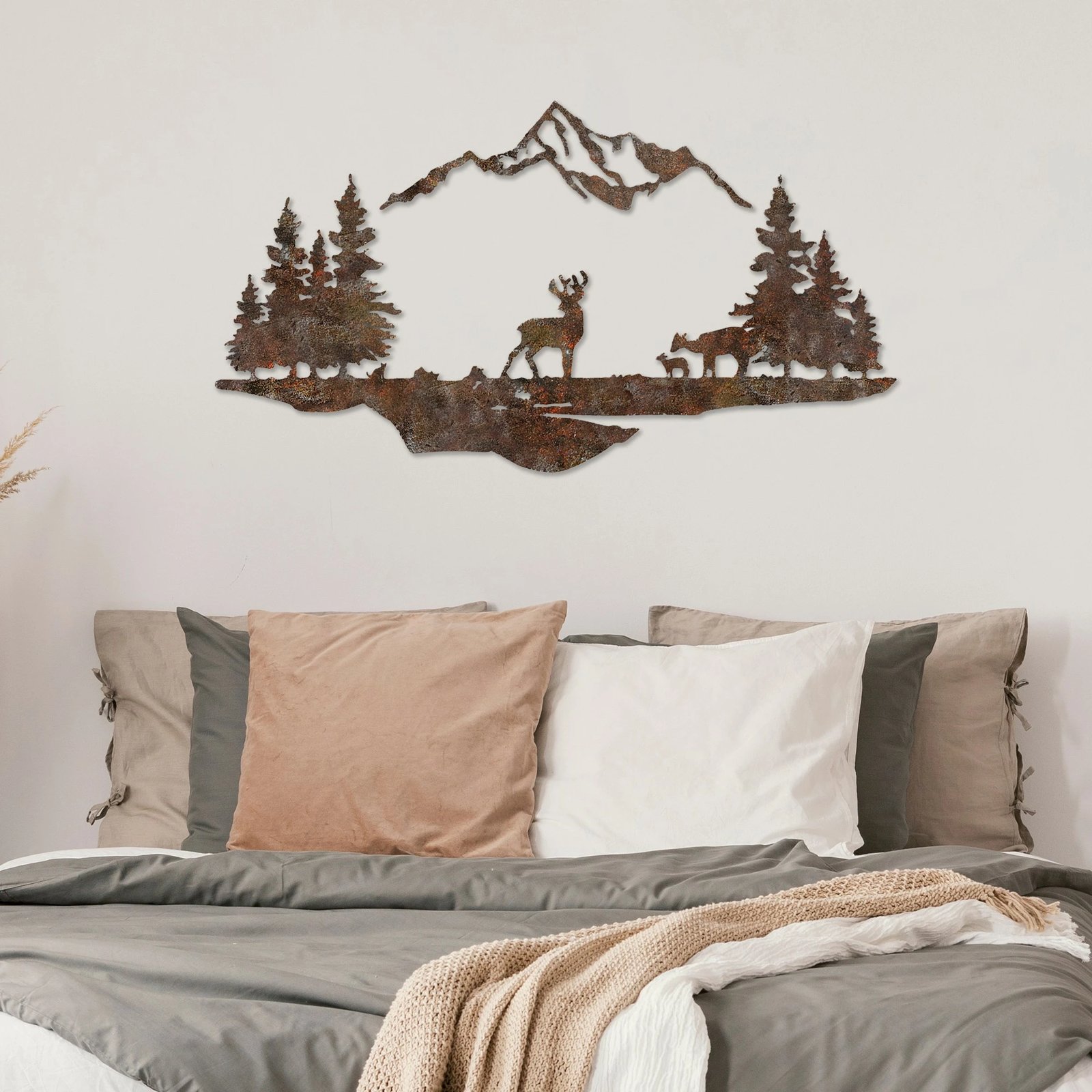 Aksesor dekorativ metalik për mur, peizazh me ngjyrë të vjetër, Wallity, Rusty Landscape 1