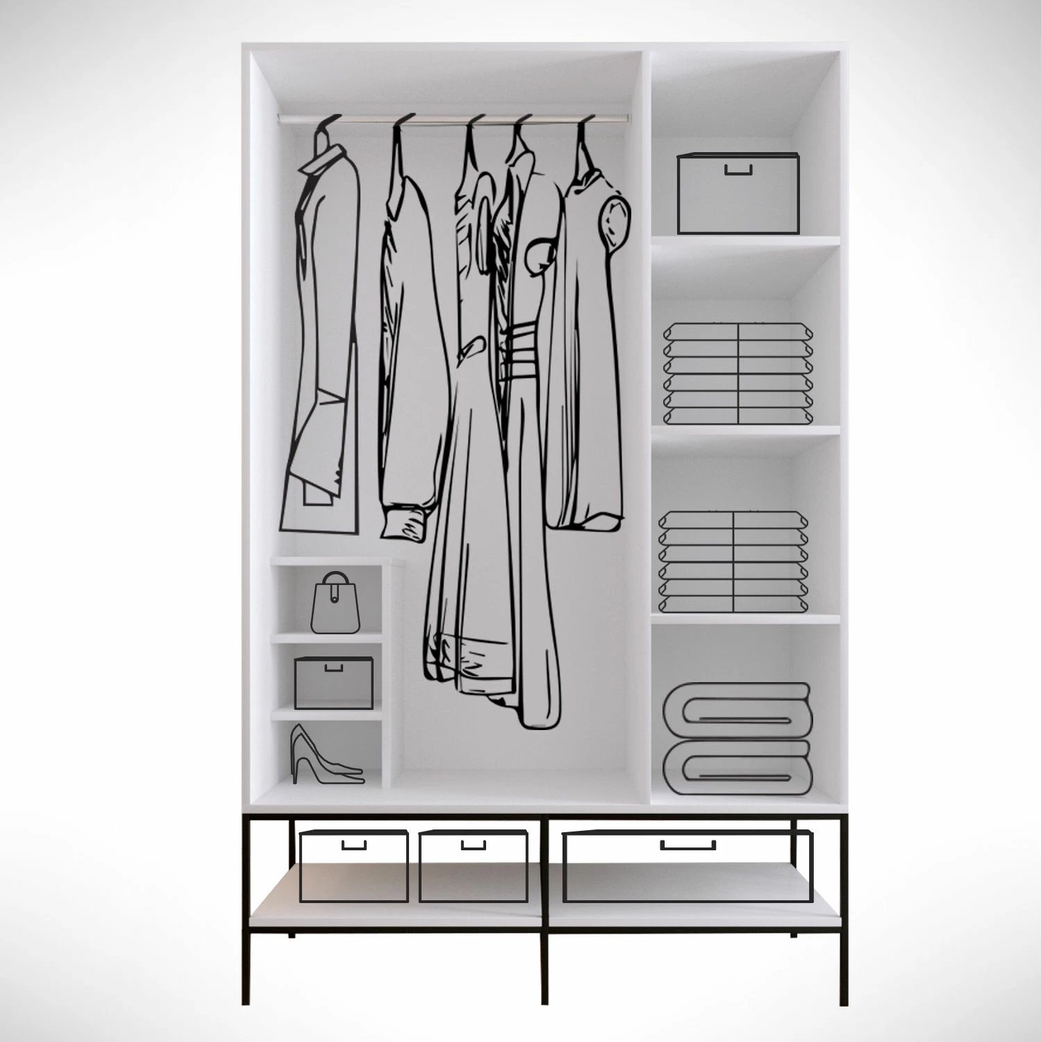 Dollap Hanah Home Martin 3, i bardhë, i zi, detaje të arta