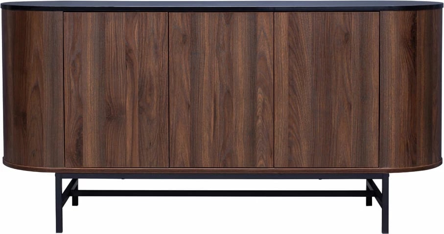 Bufe ovale me 3 dyer, ngjyrë arre, 150x45x74 cm