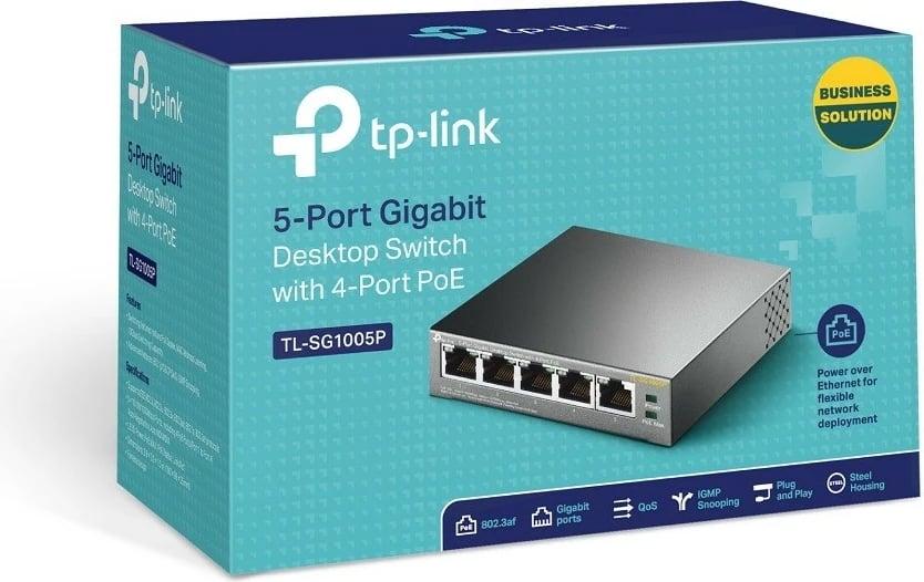 Switch TP-LINK TL-SG1005P, 5 porta Gigabit, 4 PoE, desktop
