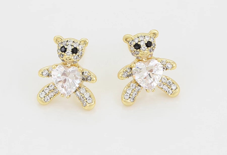 Vathë Xuping të praruar në ar 14 karatësh VA2B, në formë ariu, artë/bardhë