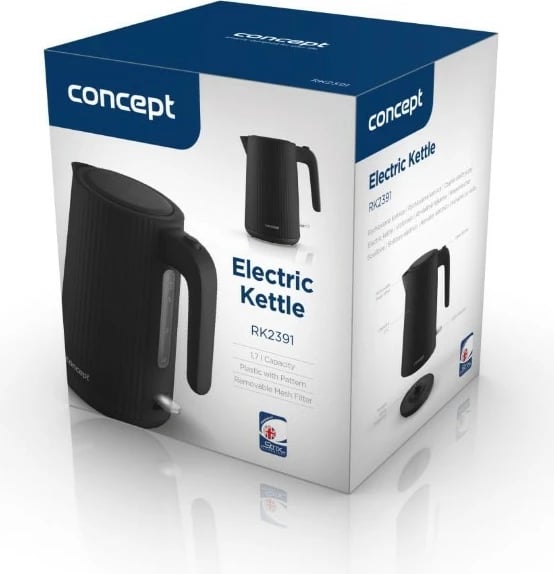Çajnik elektrik, Concept RK2391, 1.7L, 2200W, plastikë, i zi
