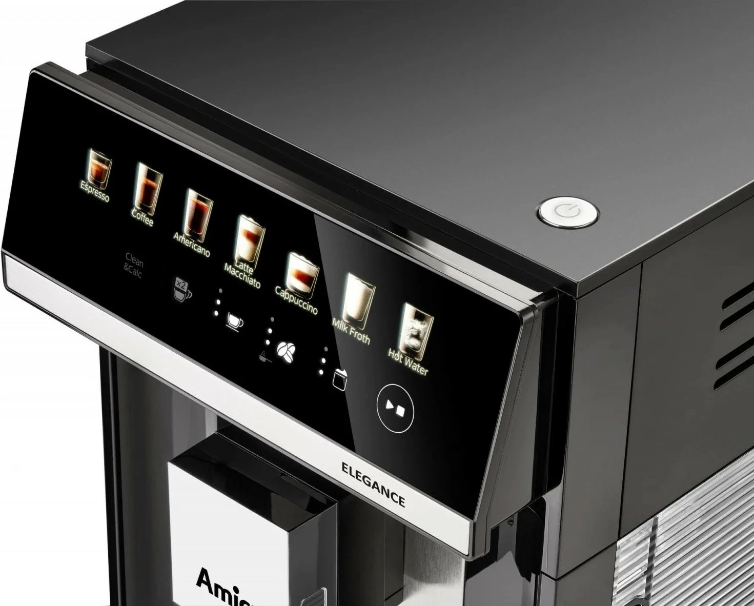 Aparat espresso, Amica Elegance CM 7011, 15 bar, 1725 W, mulli çeliku 5 nivele, depozitë ujit 1.8 L, depozitë kafeje 250 g, sistem qumështi, i zi