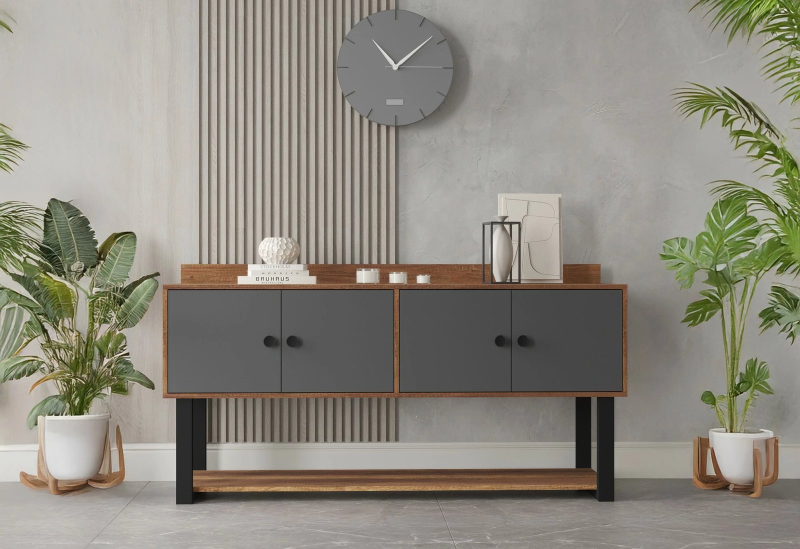 Konsol Skye Decor, Mn04-Ba, ngjyrë arre dhe antracit