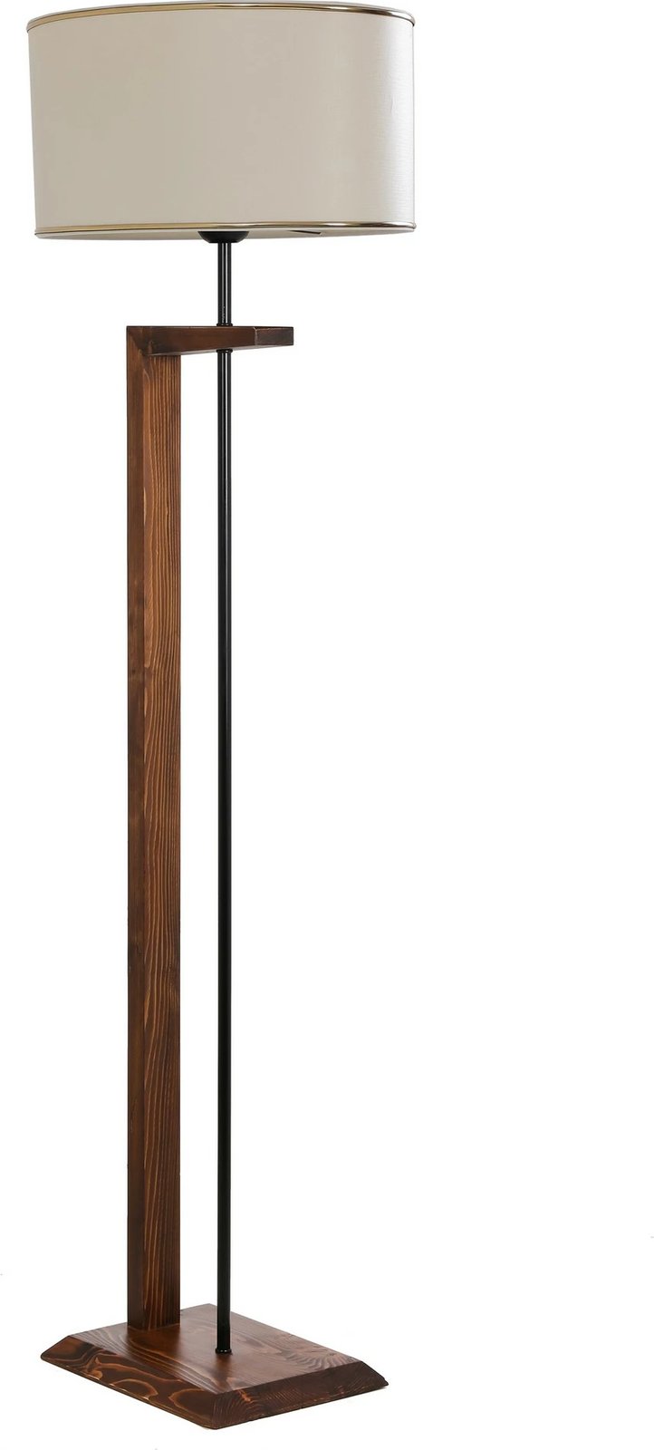 Llambë dyshemeje Opviq, trup druri, ngjyrë arre, kapak krem, Menekşe Ceviz Lambader Silindir Finli