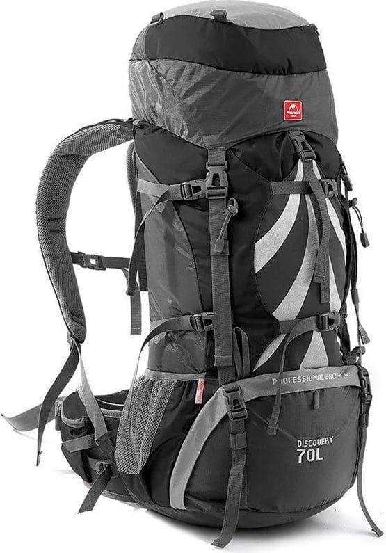 Çantë shpine Naturehike 70L, Trekking, E zezë/gri