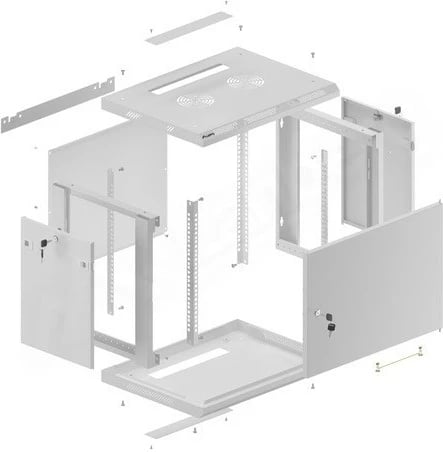 Kasë rrjeti për mur Lanberg WF01-6409-00S, 9U, 600x450 mm, Gri