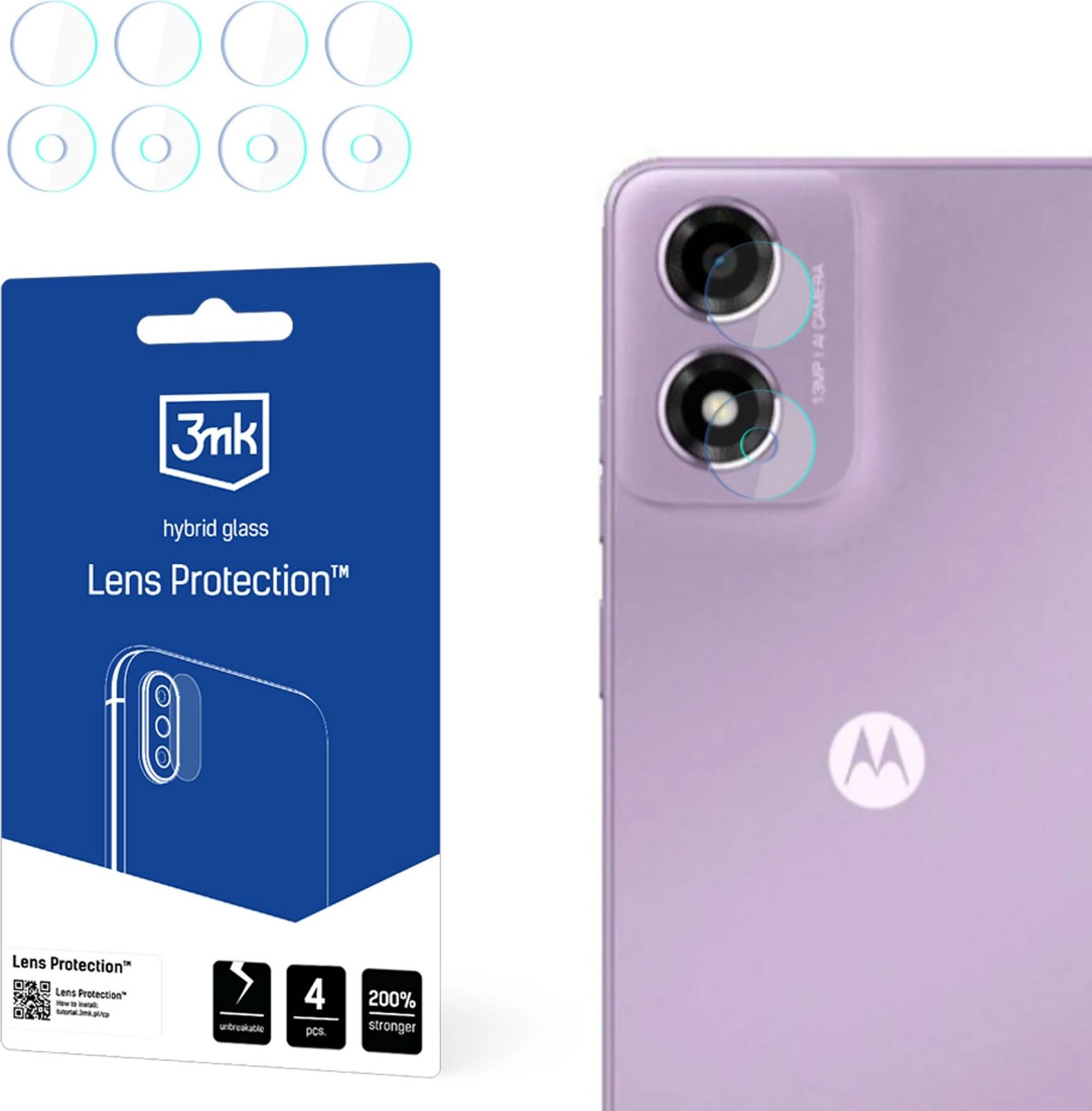 Mbështjellës kamerë 3mk Protection për Motorola Moto E14, 4 copë