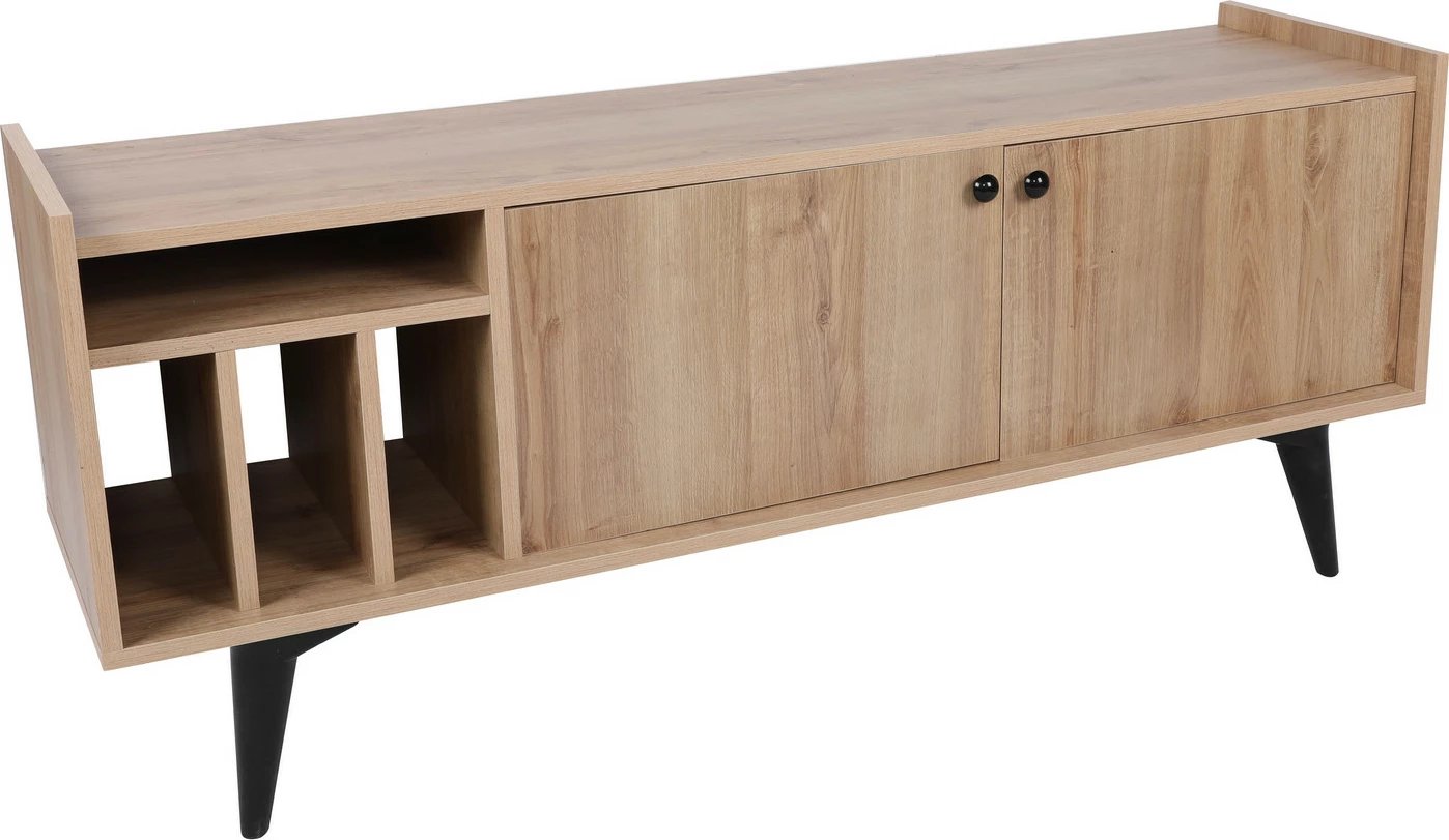 Komodë TV Skye Decor, Astana, ngjyrë lis dhe e zezë